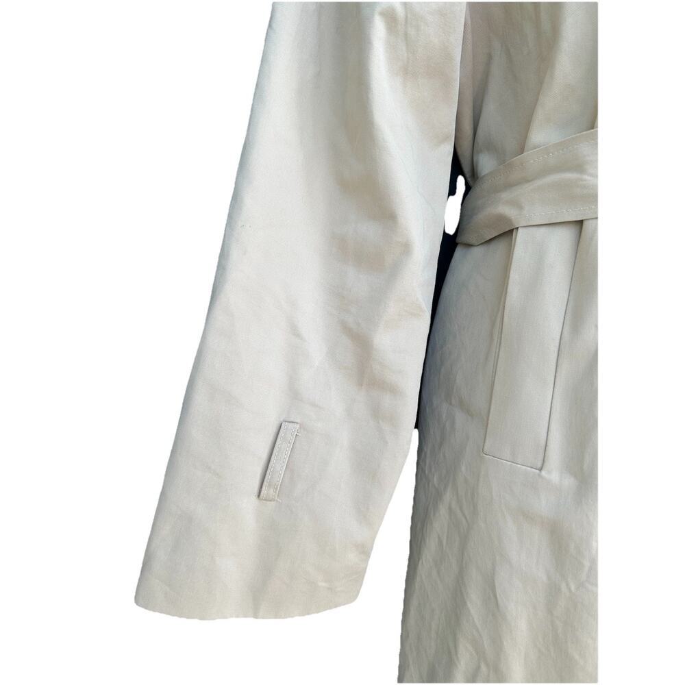 Trench Coat Women's Size Med Belted Jacket 100% Cotton Double Breasted Khaki - Picture 5 of 13